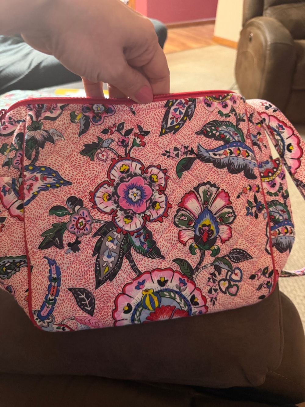 Vera Bradley Pink Floral Quilted Crossbody Shoulder Bag - Picture 4 of 4
